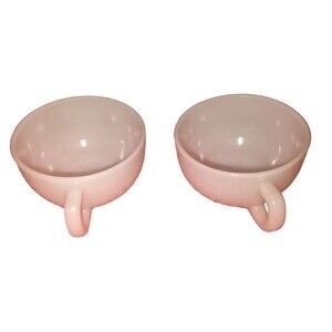 (2) Vintage Hazel Atlas White Milk Glass Coffee Tea Cups